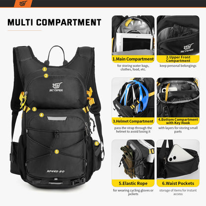 SKYSPER Cycling Backpack 20L Lightweight Bike Backpack for Men Women Running Rucksack for Biking Hiking Climbing(Black)