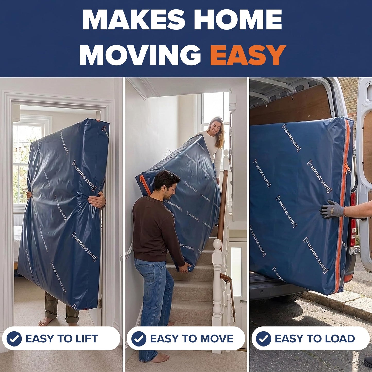 King Size Mattress Bags for Moving House and Storage with Zip Cover, 5ft
