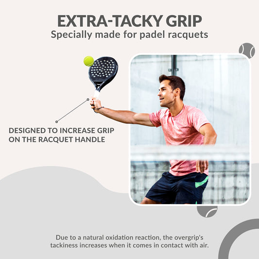 Palbea Padel OverGrip in White - Extra Tacky - Pack of 60 - Superior Sweat Absorption - Non-Slip Grip Tape for Padel & Tennis Rackets - Soft Feel -