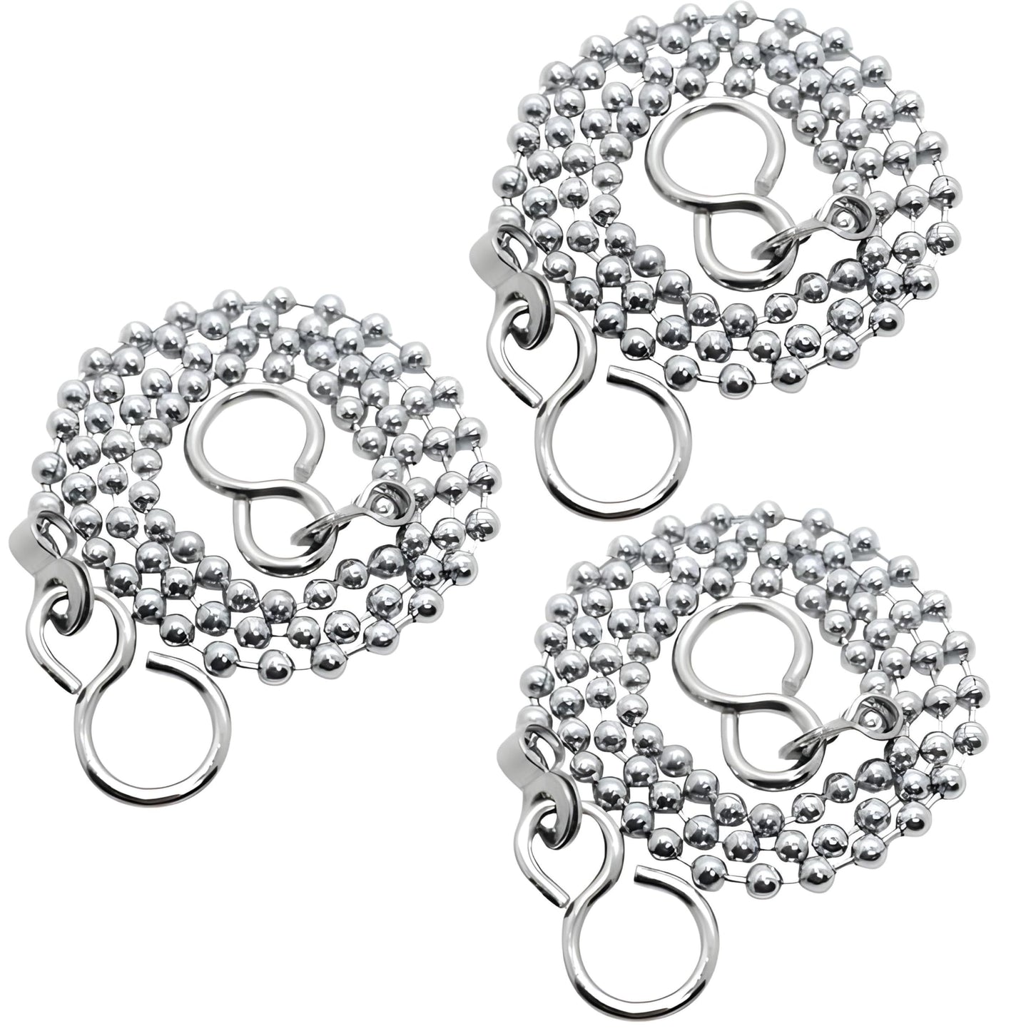 3PCS Bath Plug Chain For Bathroom Sink Plug Chain Replacement With S Shaped Hook 450mm (18inch) - Stainless Steel Bath Chain Ball (3)