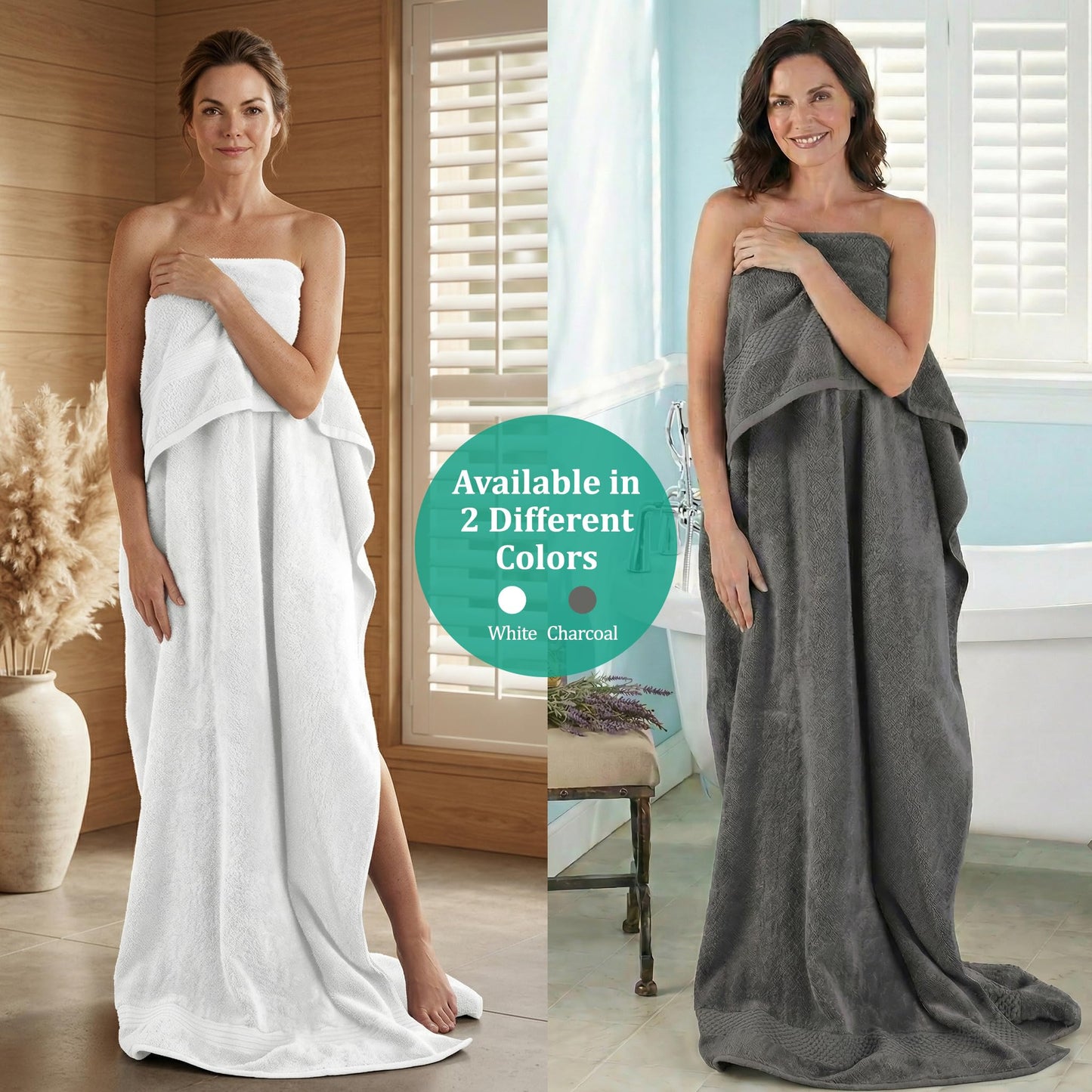 MistyMorning Extra Large Bath Sheets Pack of 2 Jumbo Size (90x180cm),100% Cotton 500GSM Super Soft & Highly Absorbent Quick Dry Luxury Bathroom