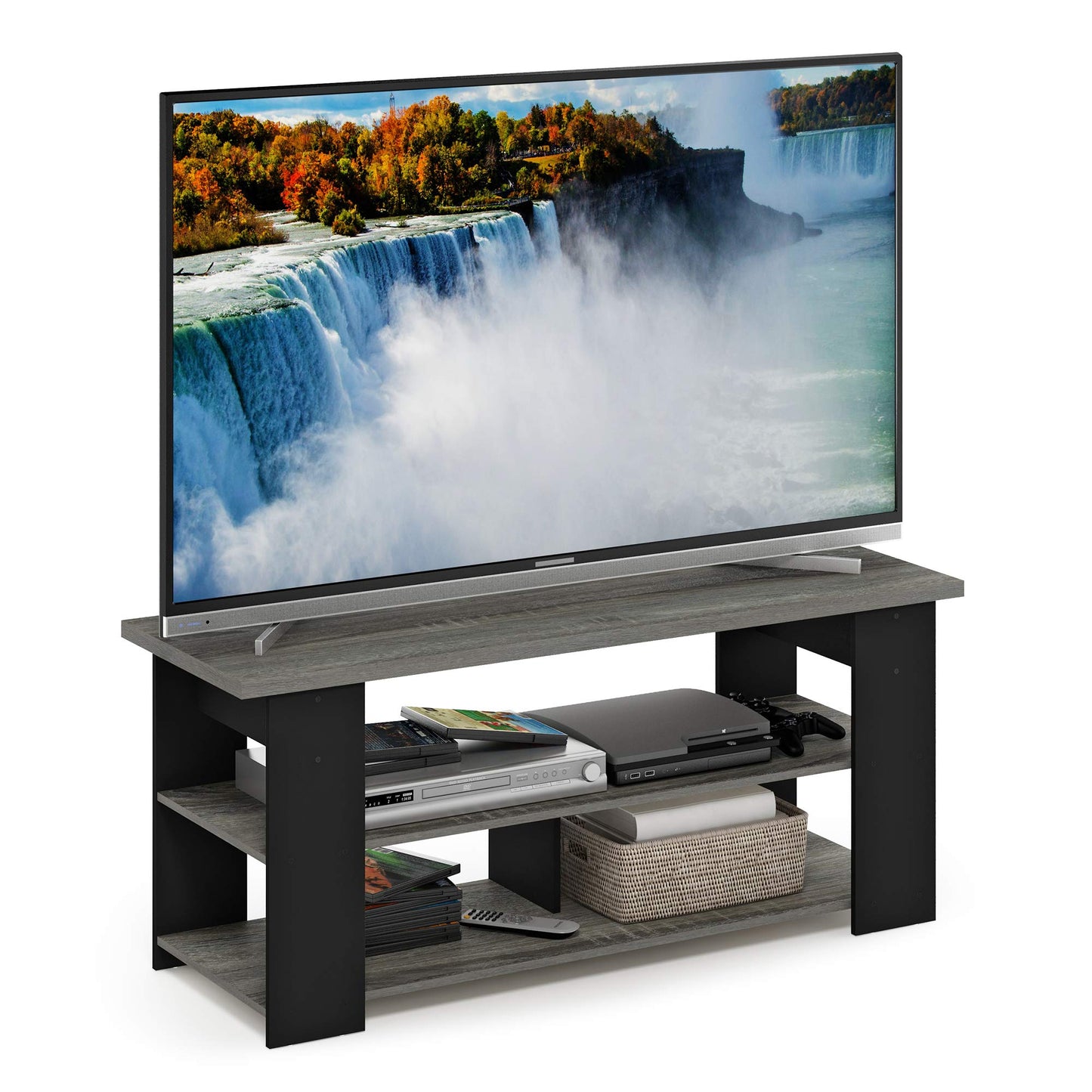 Furinno JAYA TV Stand, Entertainment Center, TV Console for TV up To 55 Inch, for Living Room, Bedroom, French Oak