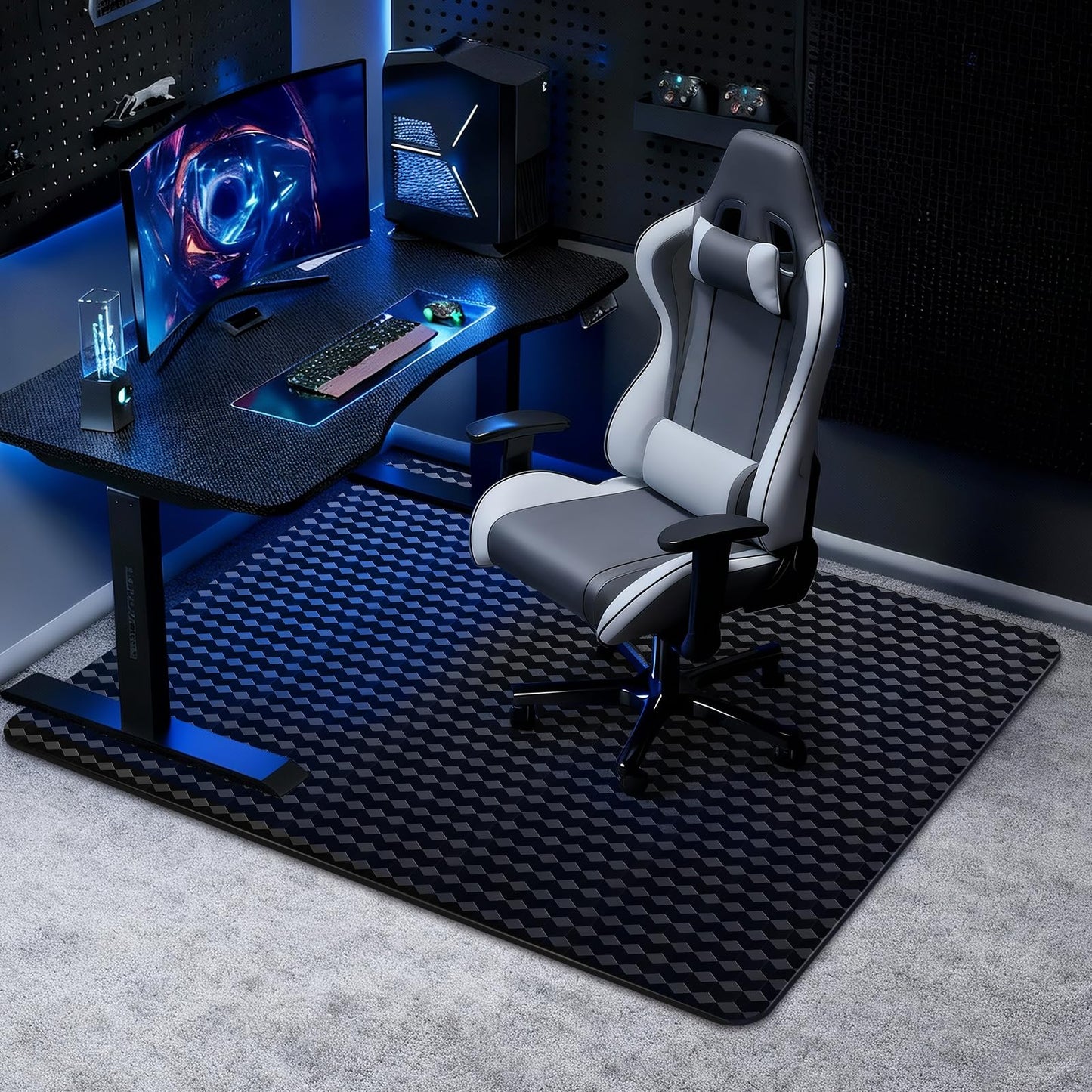 FRUITEAM 90x120cm Rectangular Black Office Chair Mat for Carpet Protector