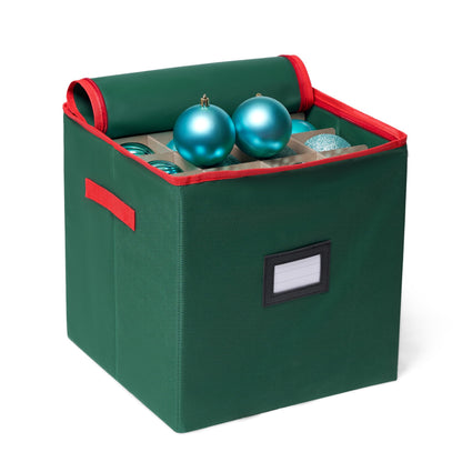Joiedomi Christmas Ornament Storage Box with Adjustable Divider & Dual Zipper, Christmas Storage Container Store Up to 64 Holiday Ornaments 3 Inch