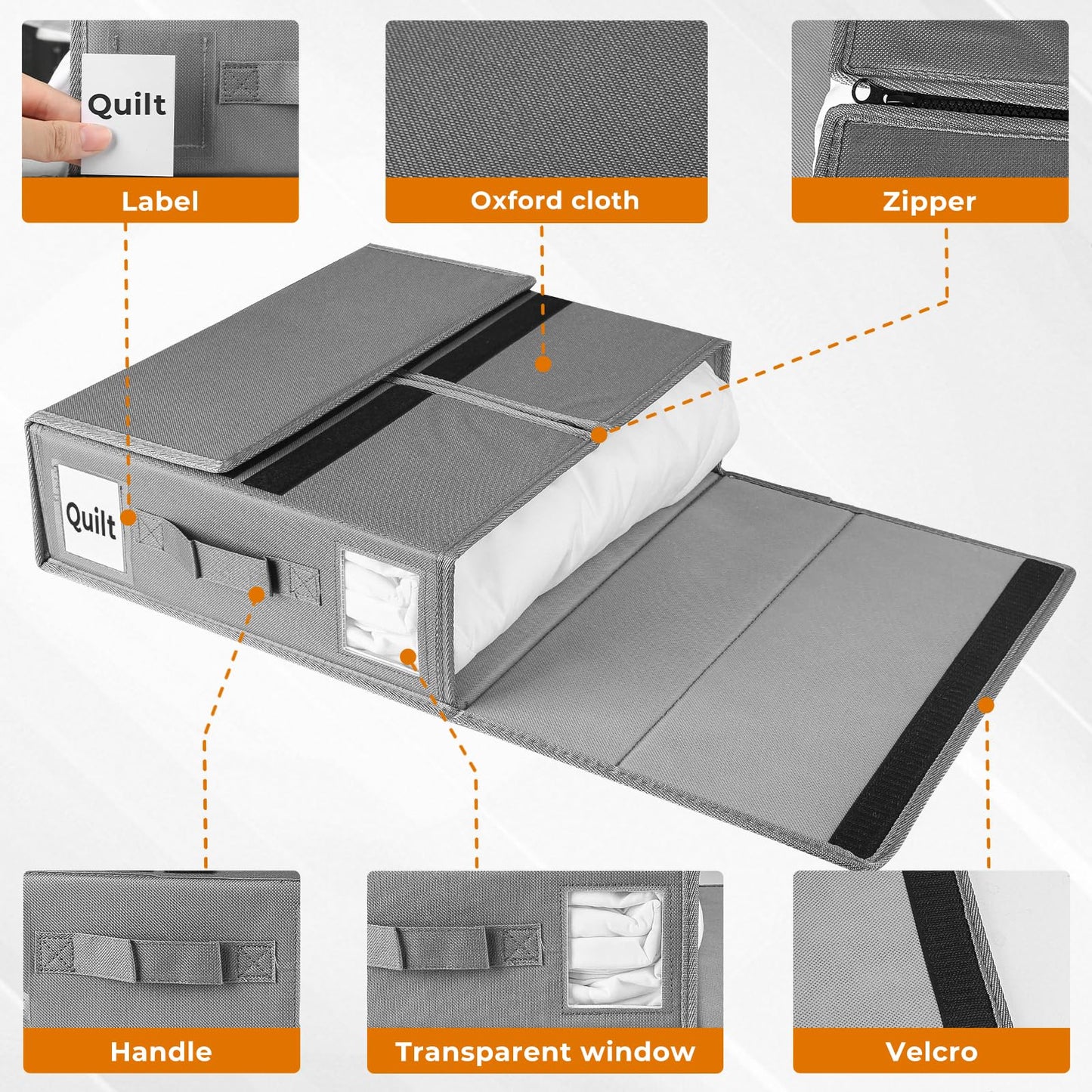 JAECU 3PCS Bedding Storage Foldable Bed Sheet Organiser Underbed Storage