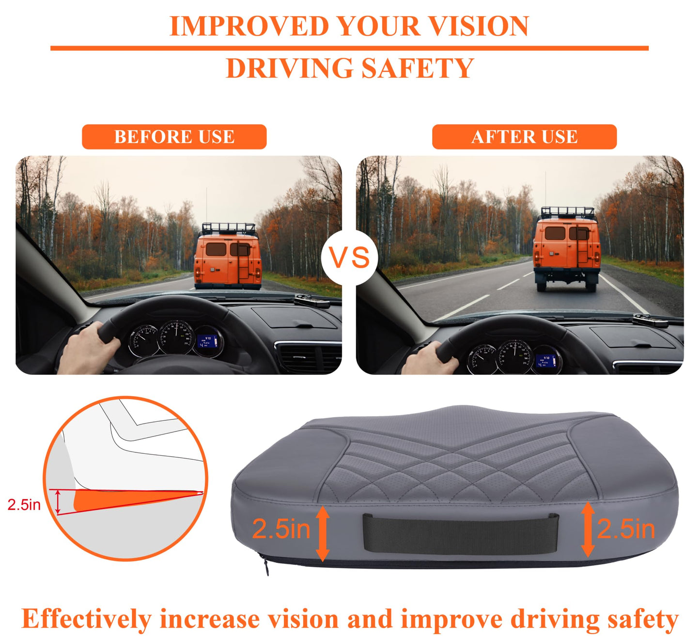 kingphenix Memory Foam Car Seat Cushion for Driving and Office Chair Use
