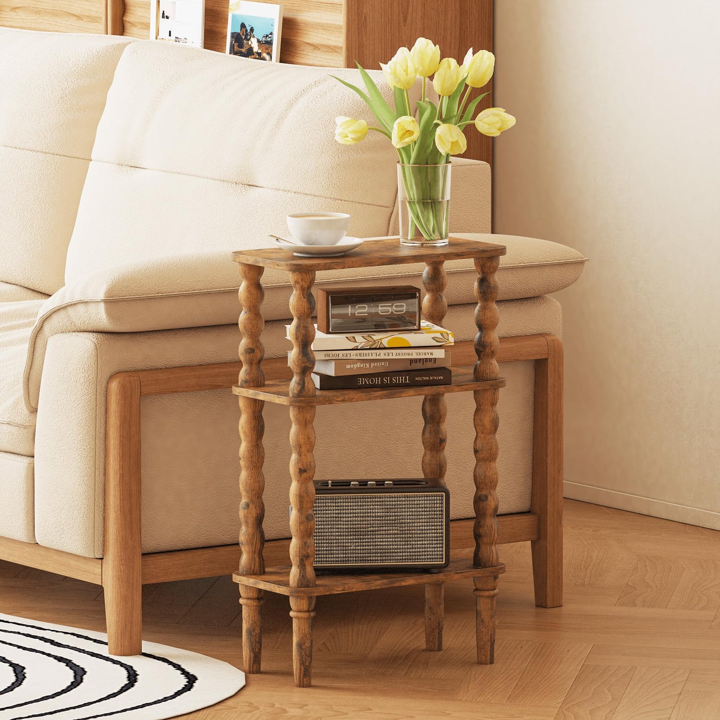 JERX 3-Tier Narrow Side Table Small End Table
