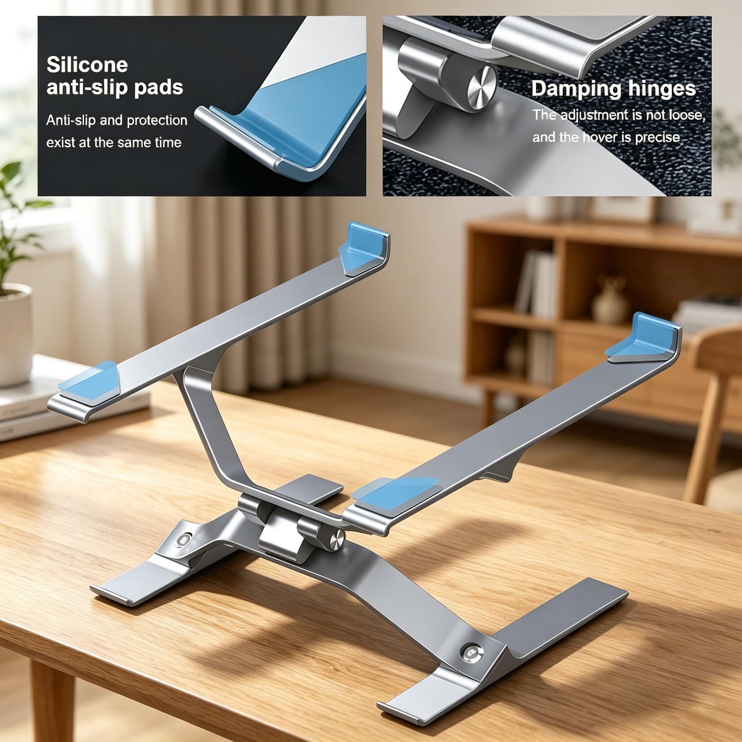 Adjustable Laptop Stand for Desk, Portable Laptop Riser, Ergonomic Computer Notebook Holder for MacBook Pro Air, Dell XPS, HP, Lenovo (13.3-17.3'')