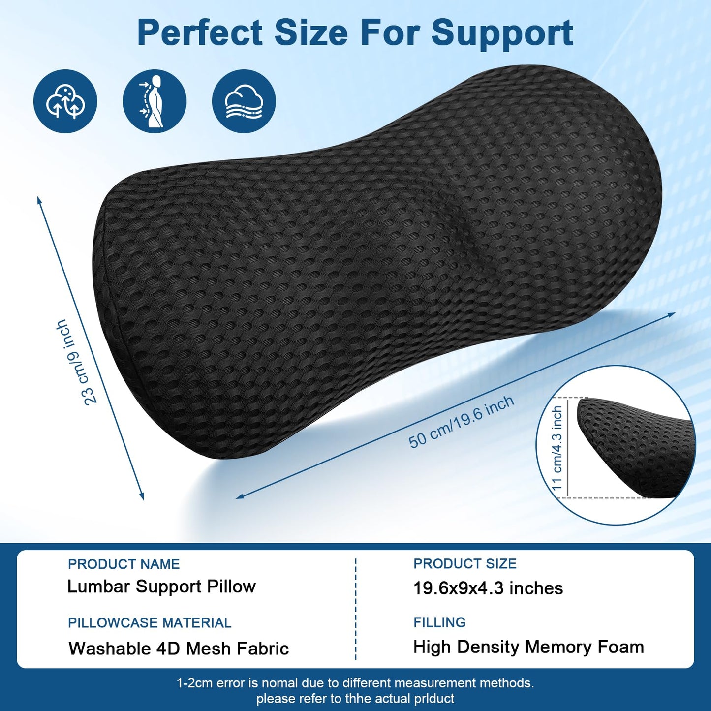 Samamoca Lumbar Support Pillow For Lower Back Pain Relief,Back Lumbar Support Cushion,Ergonomic Lumbar Support Pillow For Office Chair & Car