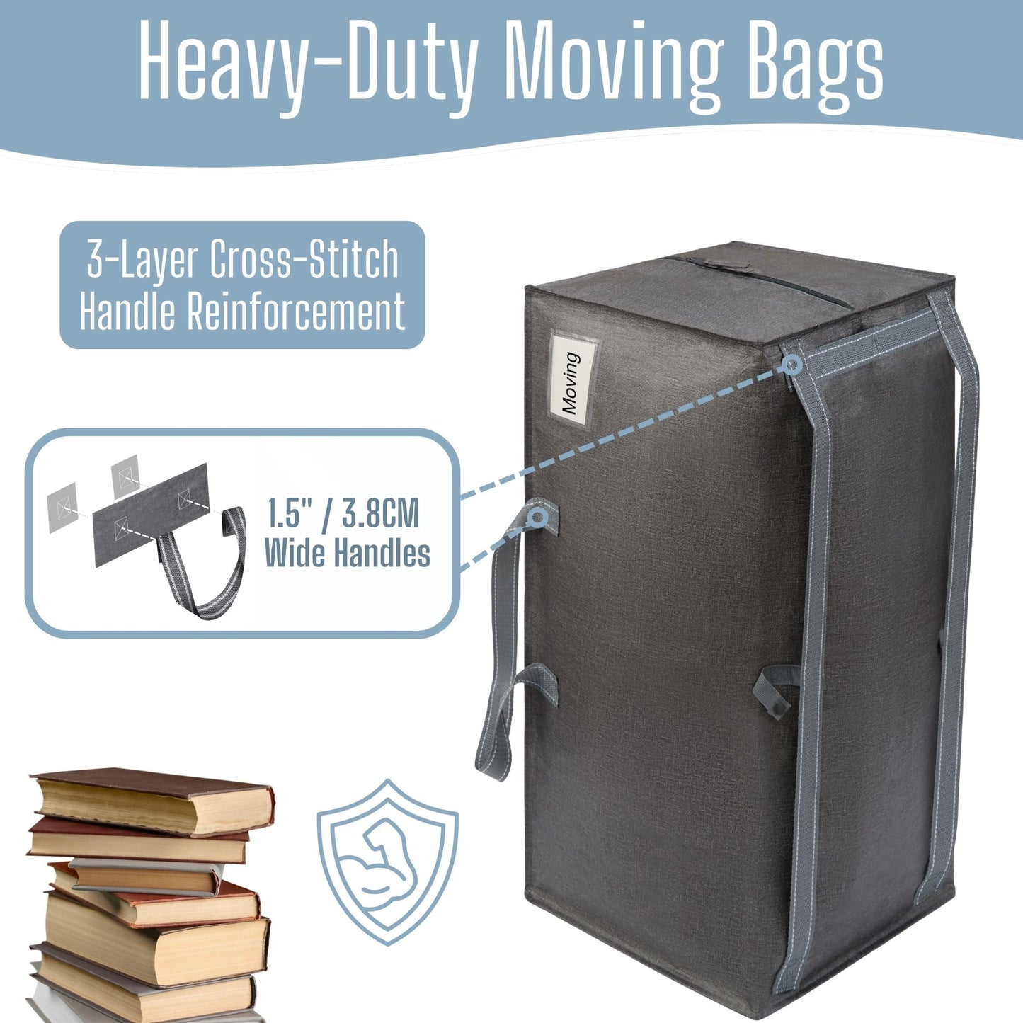 VENO 6 Pack Heavy-Duty Extra Large Moving Bags W/Backpack Straps, Moving House Essentials, Strong Handles & Zips, Clothes Storage, Packing