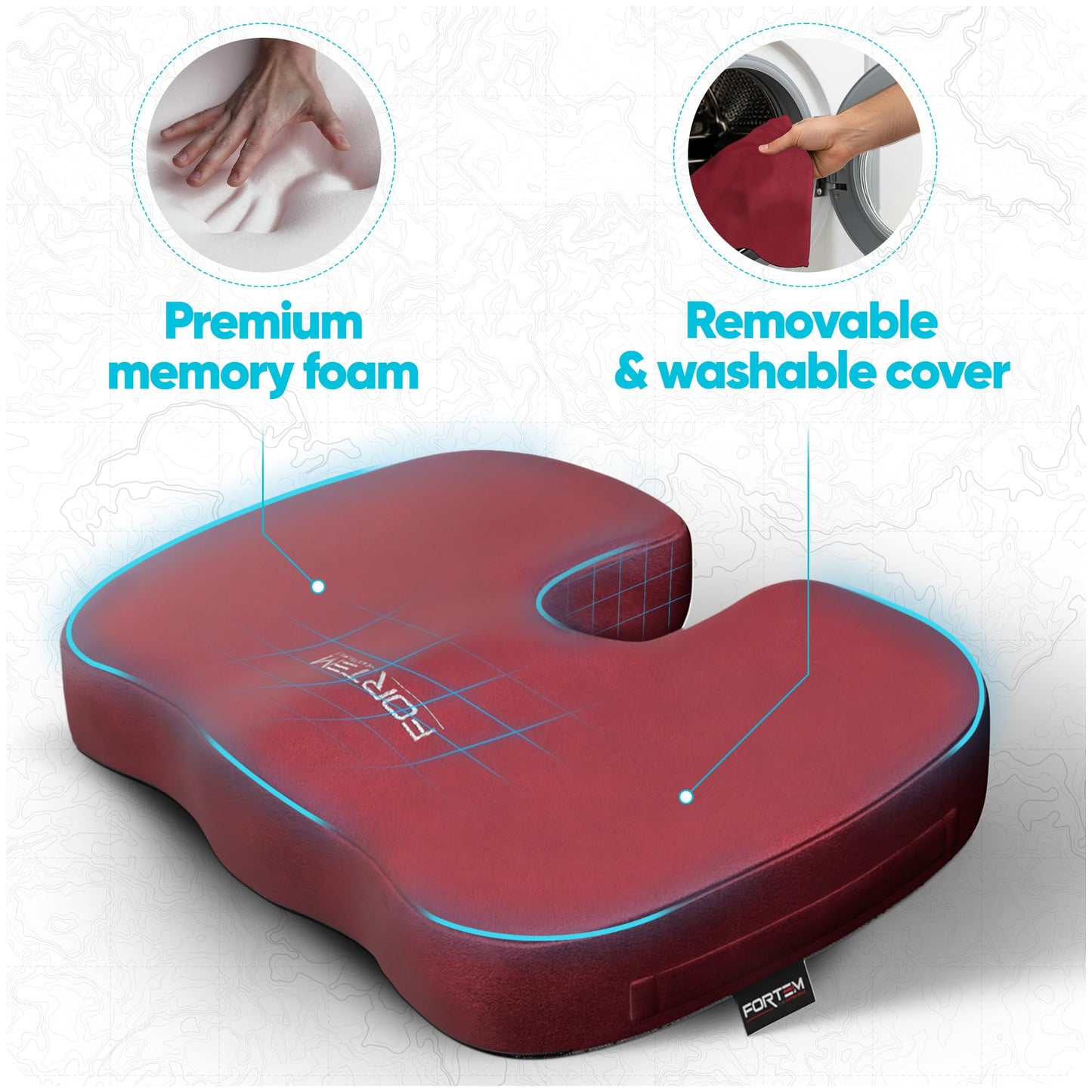 FORTEM Seat Cushion, Office Chair Cushion, Memory Foam Pillow for Sitting