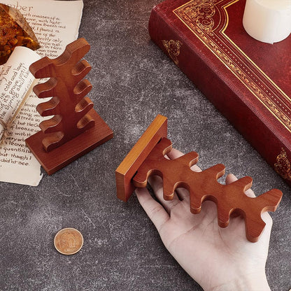 NBEADS 5-Tier Wooden Wand Display Holder, 7.4x4.2x13cm Wizard Wand Stand Magic Wand Display Sword Stand for Desktop Display Decoration Collection
