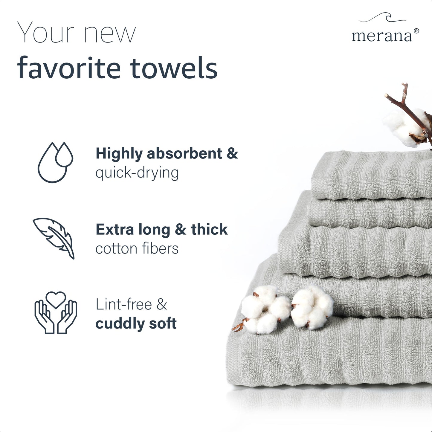 Merana OSLO towel set | quick-drying, soft & lint-free | terry luxury quality | 100% cotton terrycloth | OEKO-TEX | 590 GSM | guest & face towel