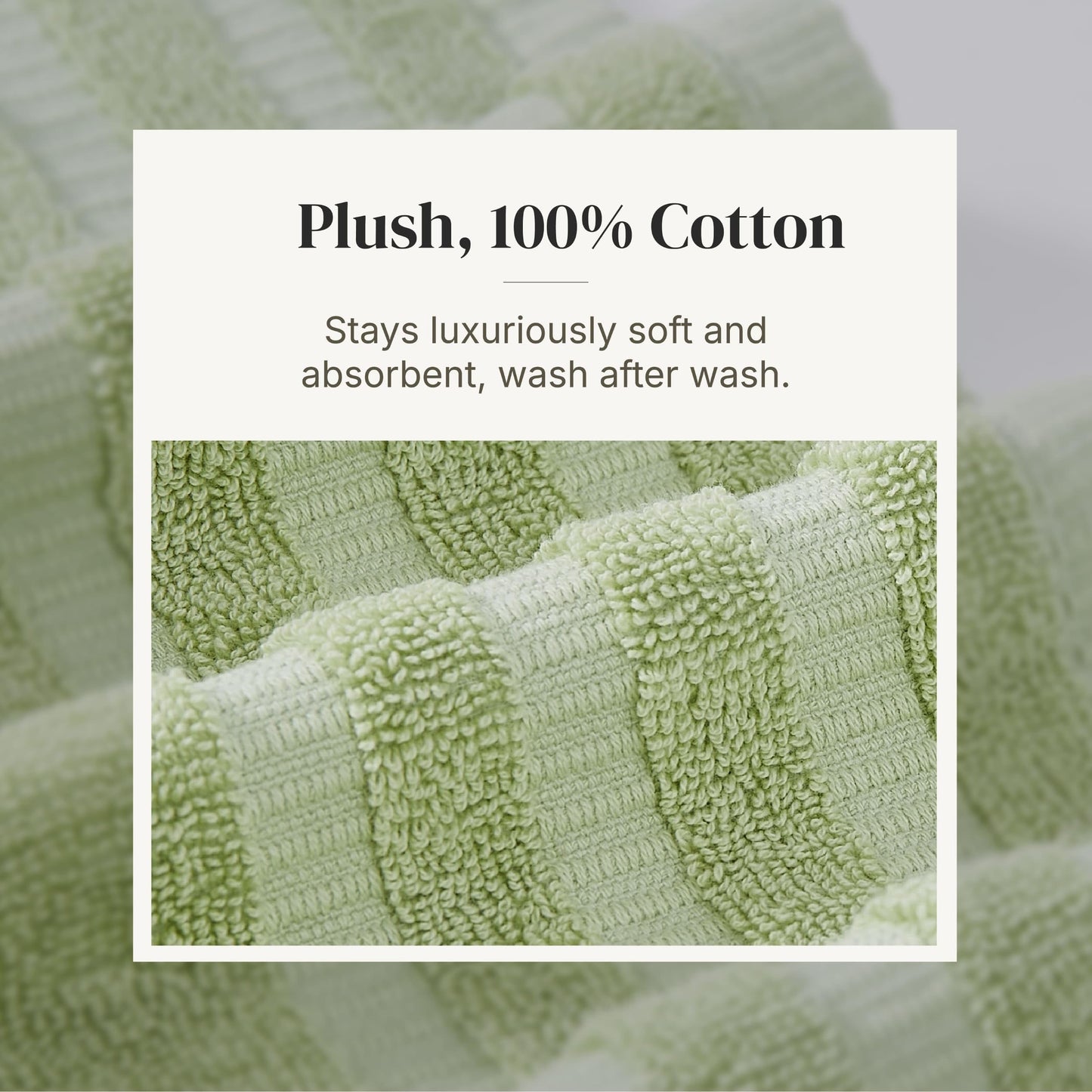 Pacific Coast Textiles 6 Pc Yarn Dyed Towel Organic Vines Sage Green, 6-Piece
