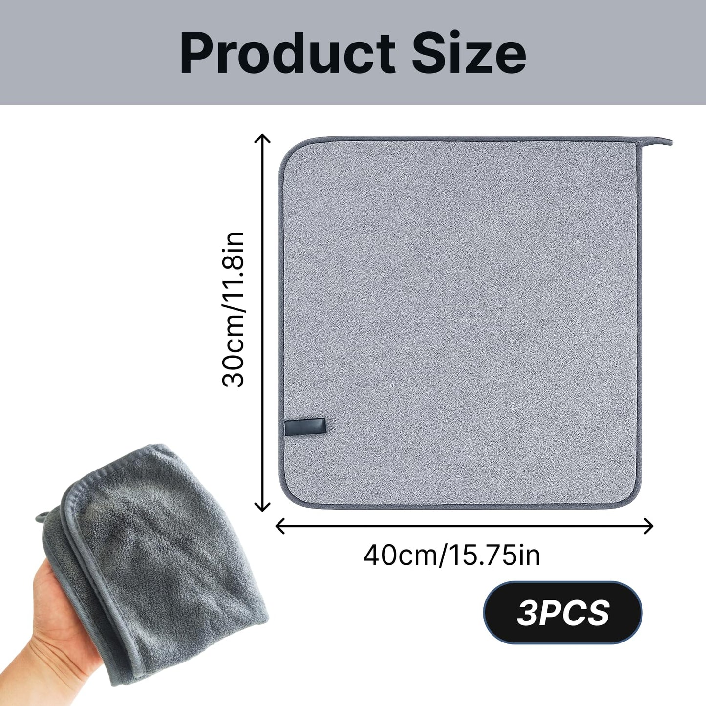 JiangZShangM Microfibre Hand Towels with Hanging Loop, Small Hand Towels Set of 3, Quick Dry Towel for Kitchen and Bathroom Use