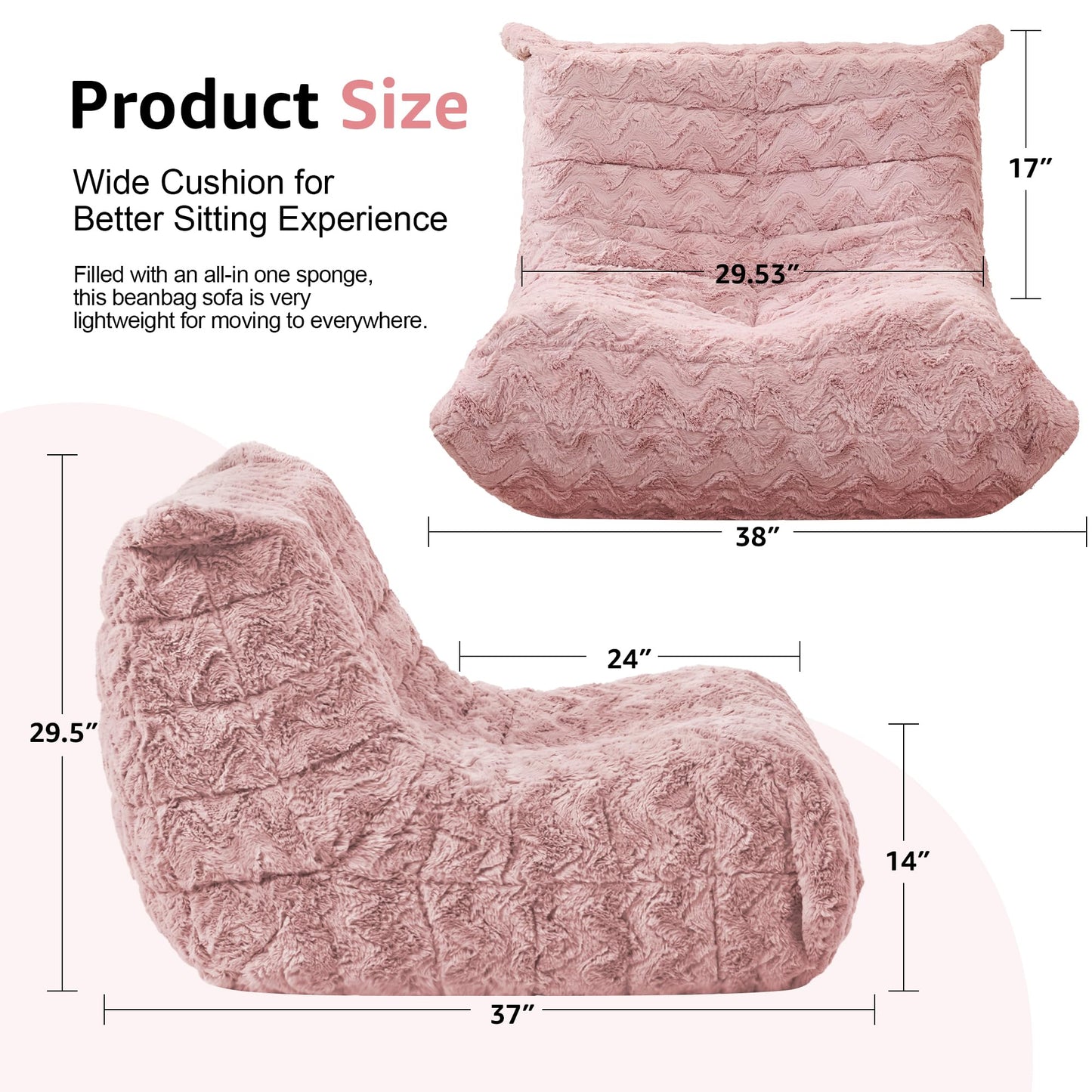 Hobestluk Big Bean Bag Chairs for Adults Fireside BeanBag Couch Togo Sofa