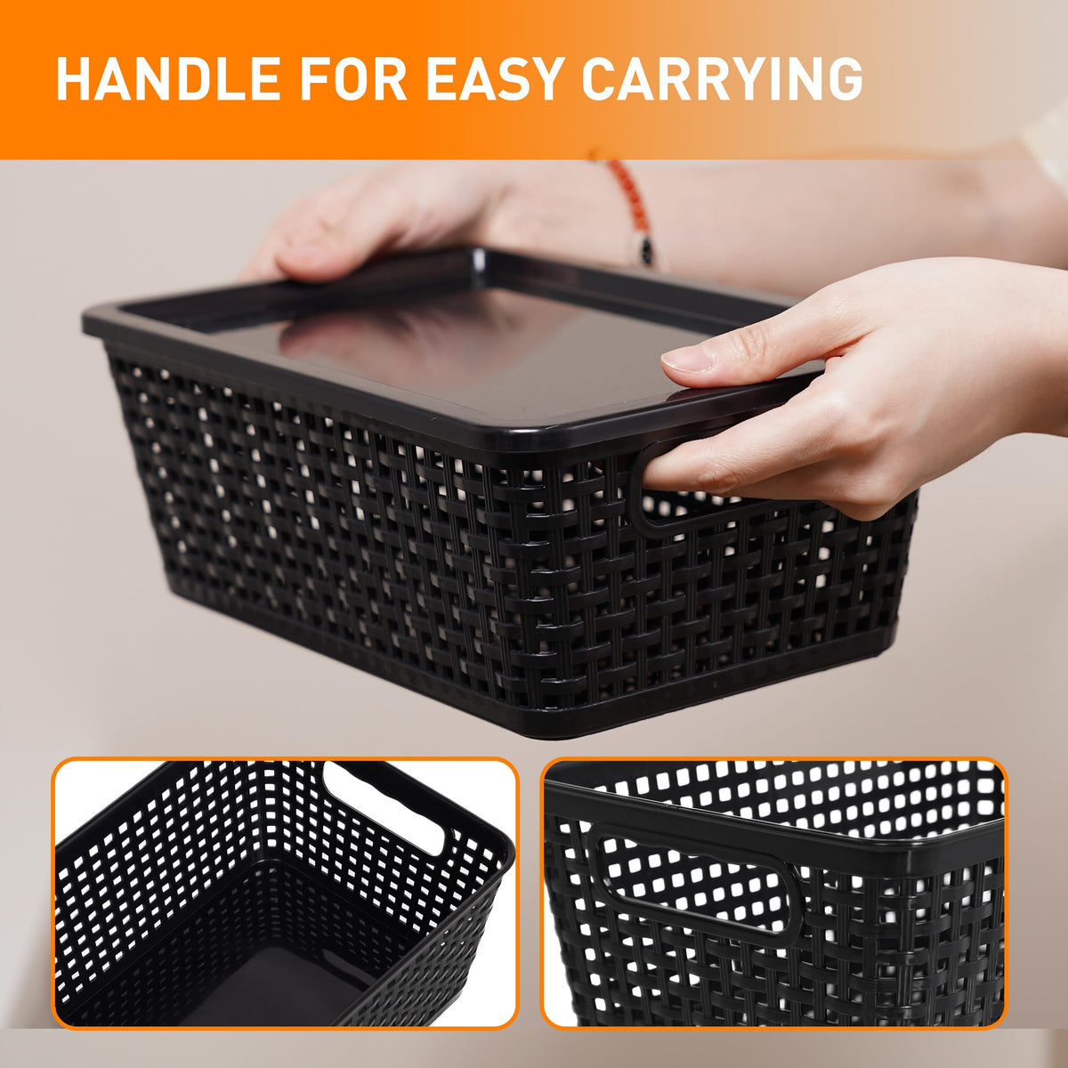 Citylife Set of 10 Pack Plastic Storage Baskets With Lid, Storage Basket for Organizing,Stackable Storage Containers Bins Boxes for Kitchen Bathroom
