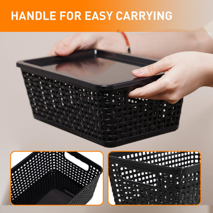 Citylife Set of 10 Pack Plastic Storage Baskets With Lid, Storage Basket for Organizing,Stackable Storage Containers Bins Boxes for Kitchen Bathroom