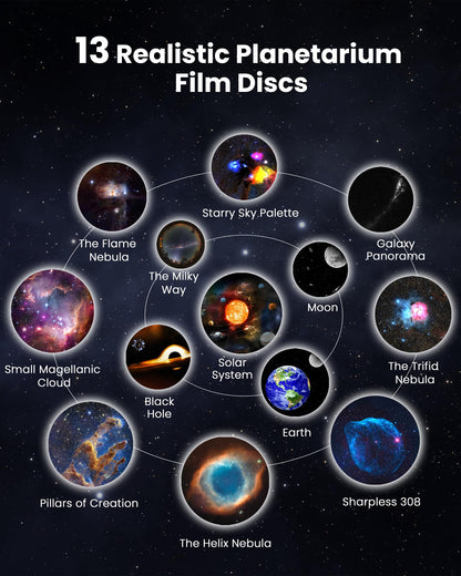 MERTTURM Astronaut Galaxy Planetarium Projector, Star Starry Sky Light Projector with HD 13 Film Discs/Timer Rocket Night Light/360Adjustable Focus