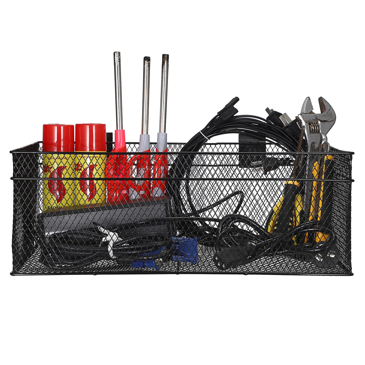 IGNPION Set of 3 Slatwall Storge Baskets, Metal Wire Slat Wall Panel Storage Bins, Garage SlatWall System Accessories Hanging Baskets