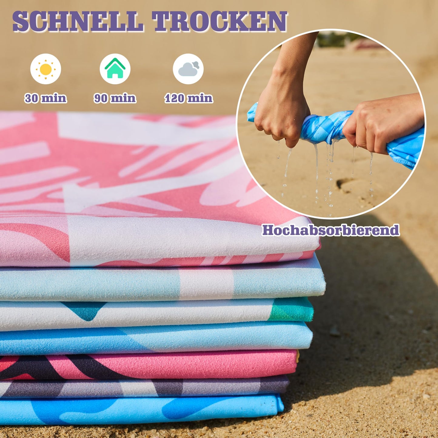 LEcylankEr Beach Towels for Adults XL 180 x 90 CM Large Microfibre Beach Towel Quick Dry Sandproof Beach Towels for Adults Extra Large for