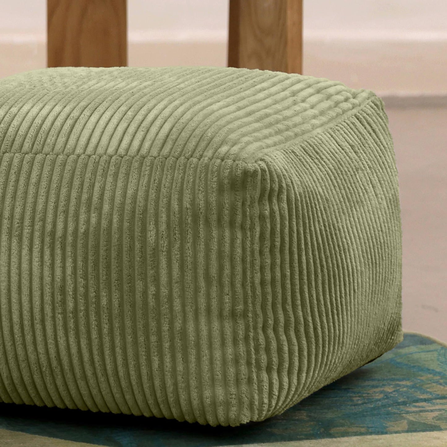 icon Amara Small Cord Bean Bag Footstool with Filling Included, Green