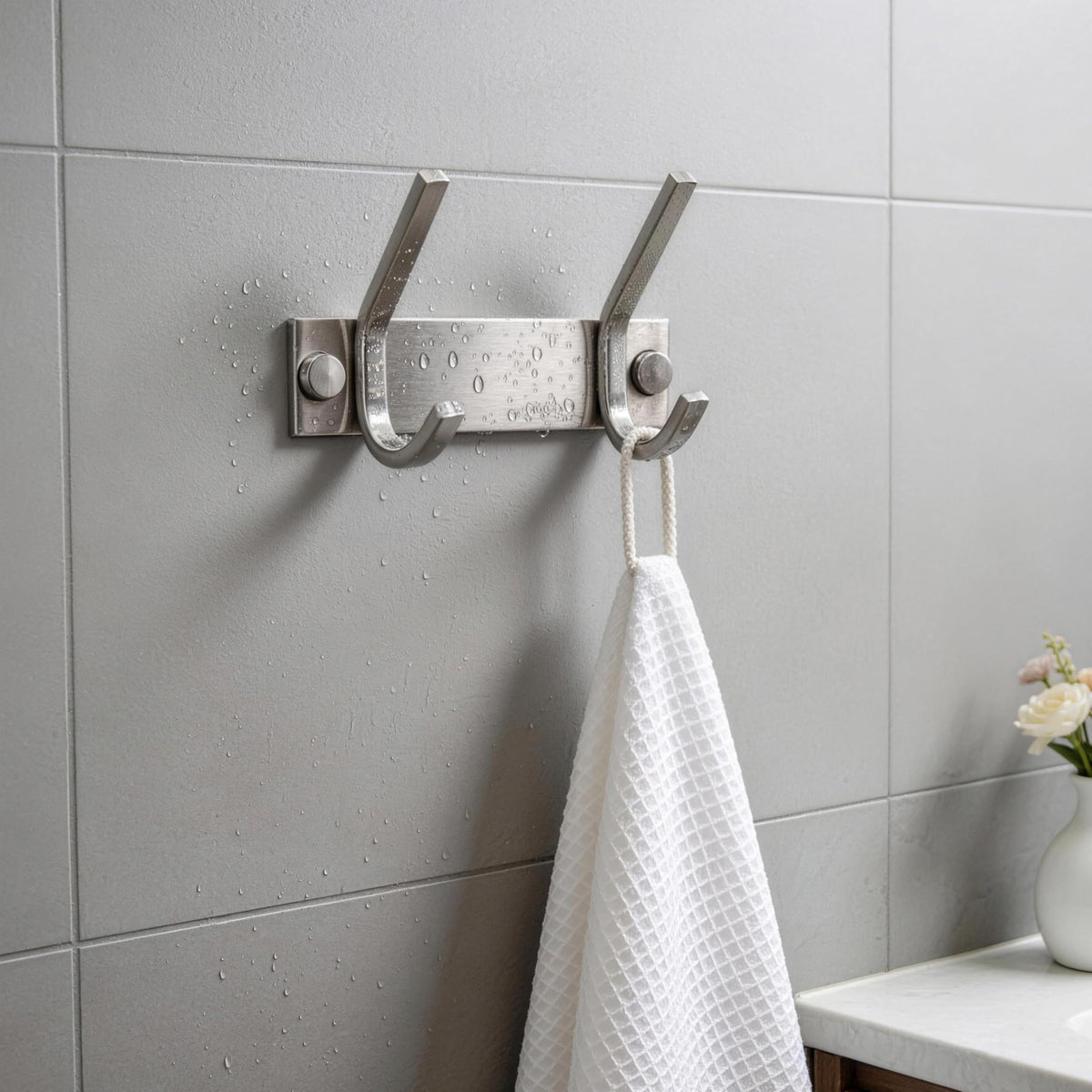 HONSKY Wall Coat Rack, Towel Rack, 12cm Metal Wall Coat Hanger with 2 Double Hooks 4 Single Hooks,for Hanging Coat, Hat, Bag, Towel