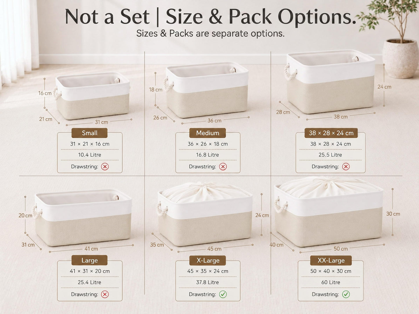 Mangata Large Storage Box set of 3, Fabric Storage Baskets with Handles for Cupboards, Wardrobe, Shelves, Bathroom, Clothes, Toys, Towel