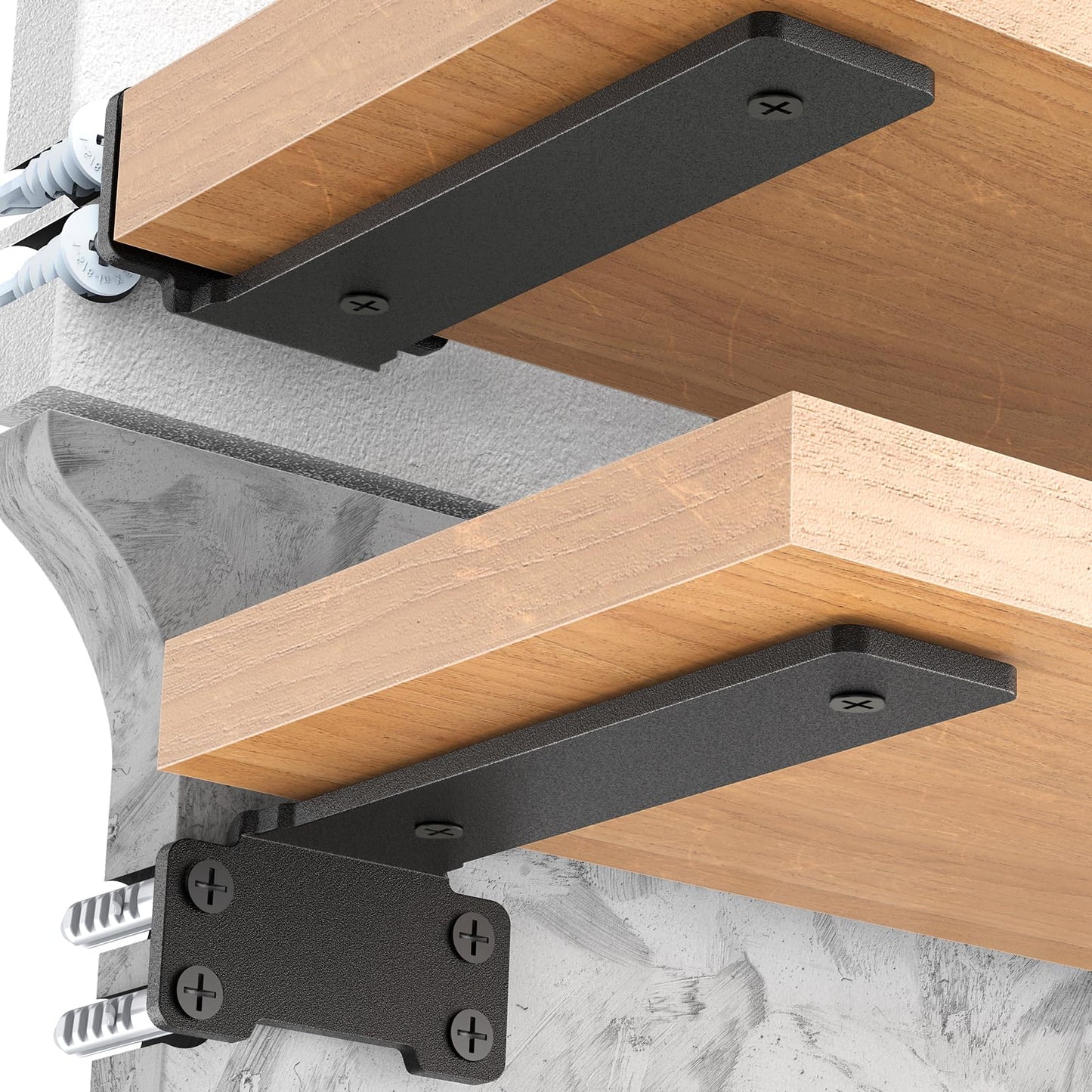 Yeabett 4 Pack Shelf Brackets 10cm, Heavy Duty Wall Brackets, 75kg Load Capacity, Black