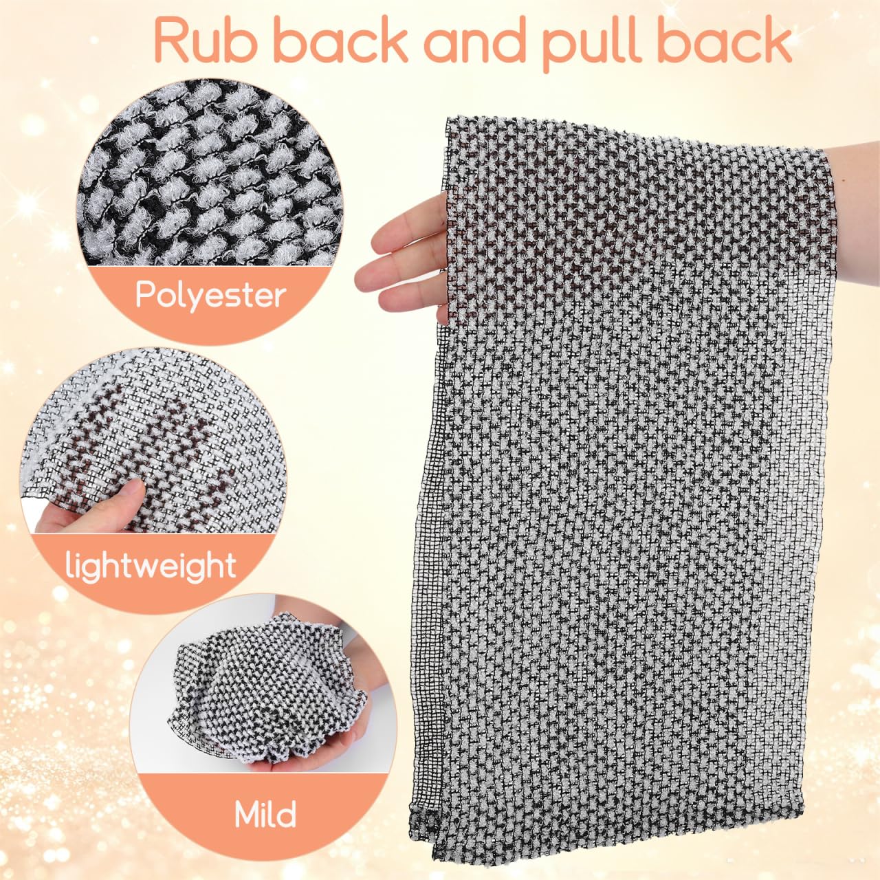 Healeved 2 Pack Japanese Wash Cloth Exfoliating Body Scrubber Towel Long Strip Back Shower Scrubber Washable Bath Back Cloth for Gentle Deep