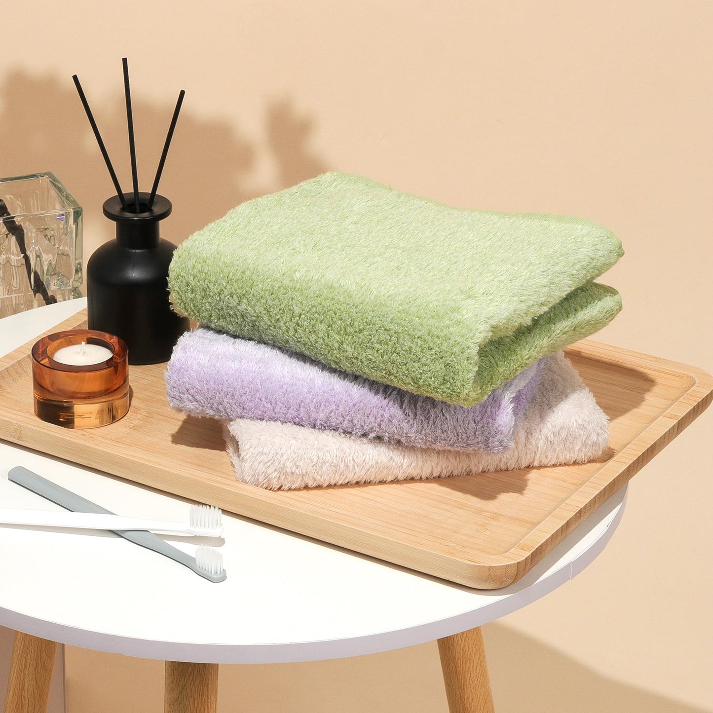 Vie TRIOMPHE 3 Pack Hand Towel Set Ultra Soft Highly Absorbent Quick Dry Zero-Twist Long-Staple CottonHand Guest Face Towel for Bathroom Gym Salon