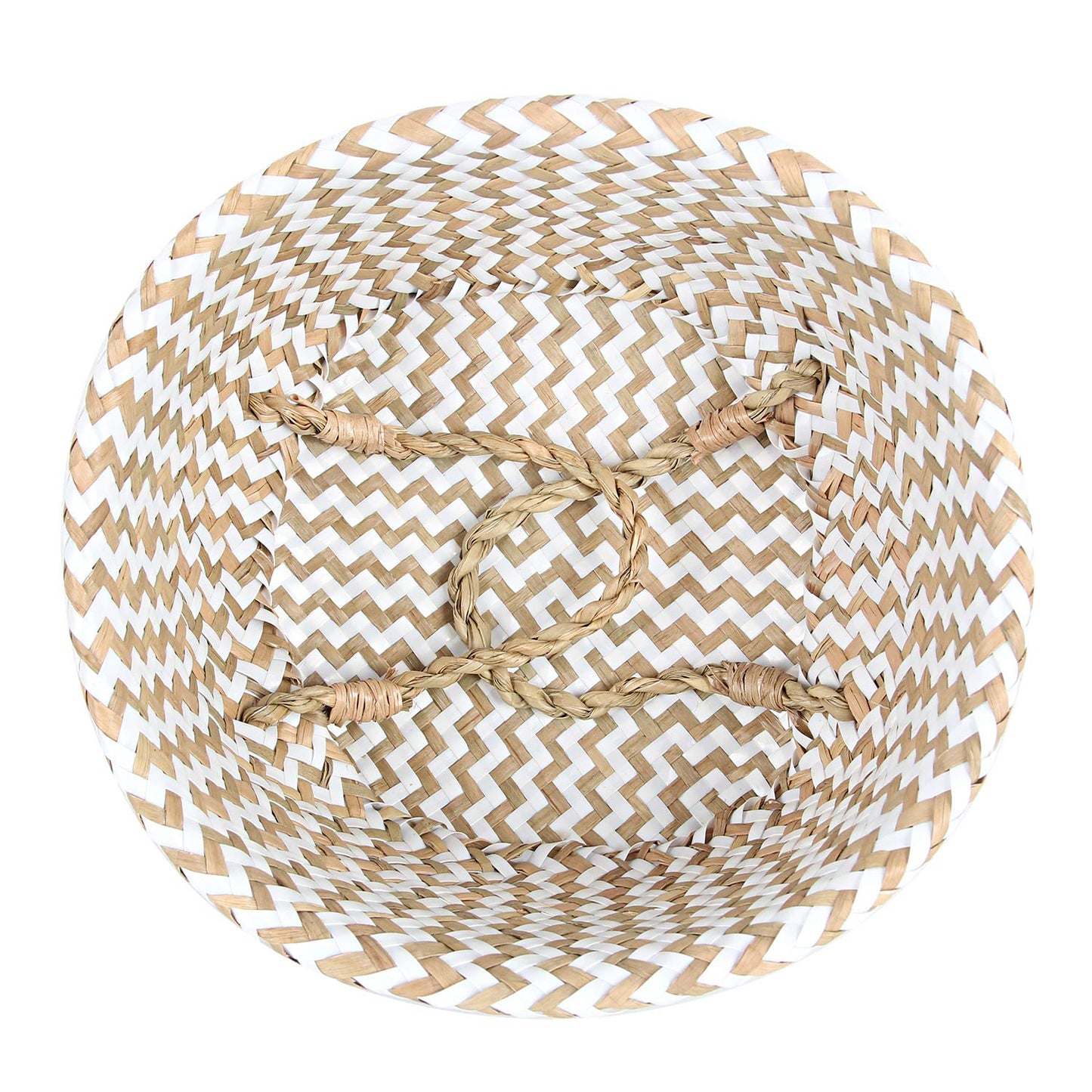 FEILANDUO Laundry Basket Wicker Woven Belly Baskets Decor Home Storage for Fruit Hand-woven Seaweed Collapsible with Handle for Organizer Plant Pot