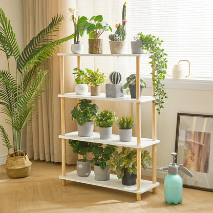 IBUYKE 4-Tier Wood Open Bookcase,Bookshelf Storage Organizer,White WBC004W