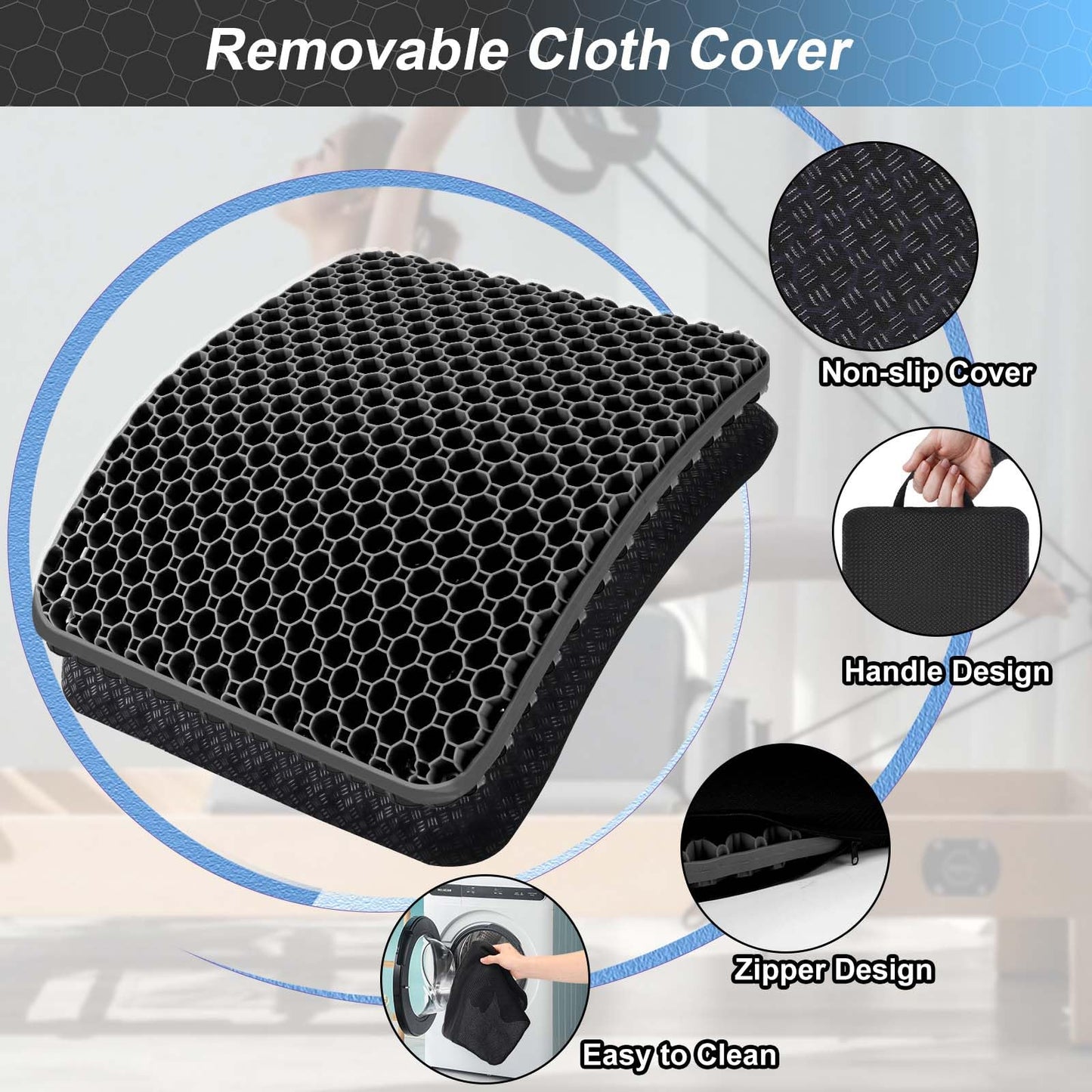 Airllantry Seat Cushion, Gel Seat Cushion for Long Sitting– Back, Sciatica, Tailbone Pain Relief Pad, 19in Seat Pad for Car, Office Chair, Wheelchair