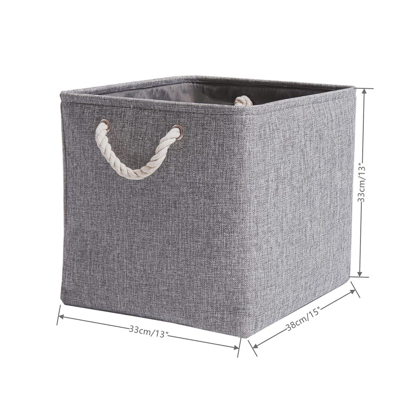 Mangata Fabric Storage Baskets,33 x 38 x 33cm Large Foldable Storage Boxes for Organizing Clothes Shelf Nursery Closet(Grey, Set of 3)