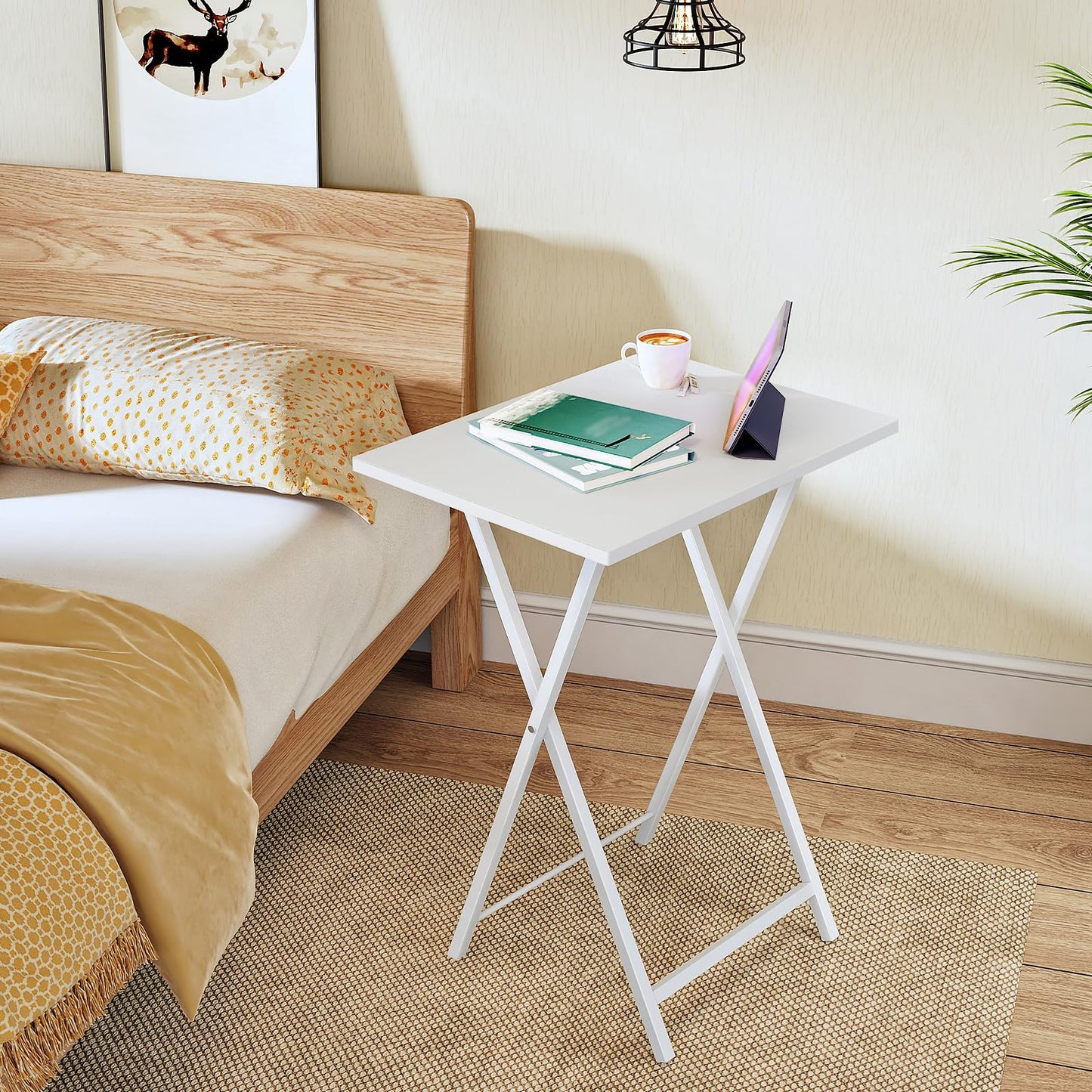 HOOBRO Side Table 2 Set, Folding Tables, TV Tray Table, Snack Table for Eating, Small Sofa End Laptop Drinks Coffee Table for Small Space