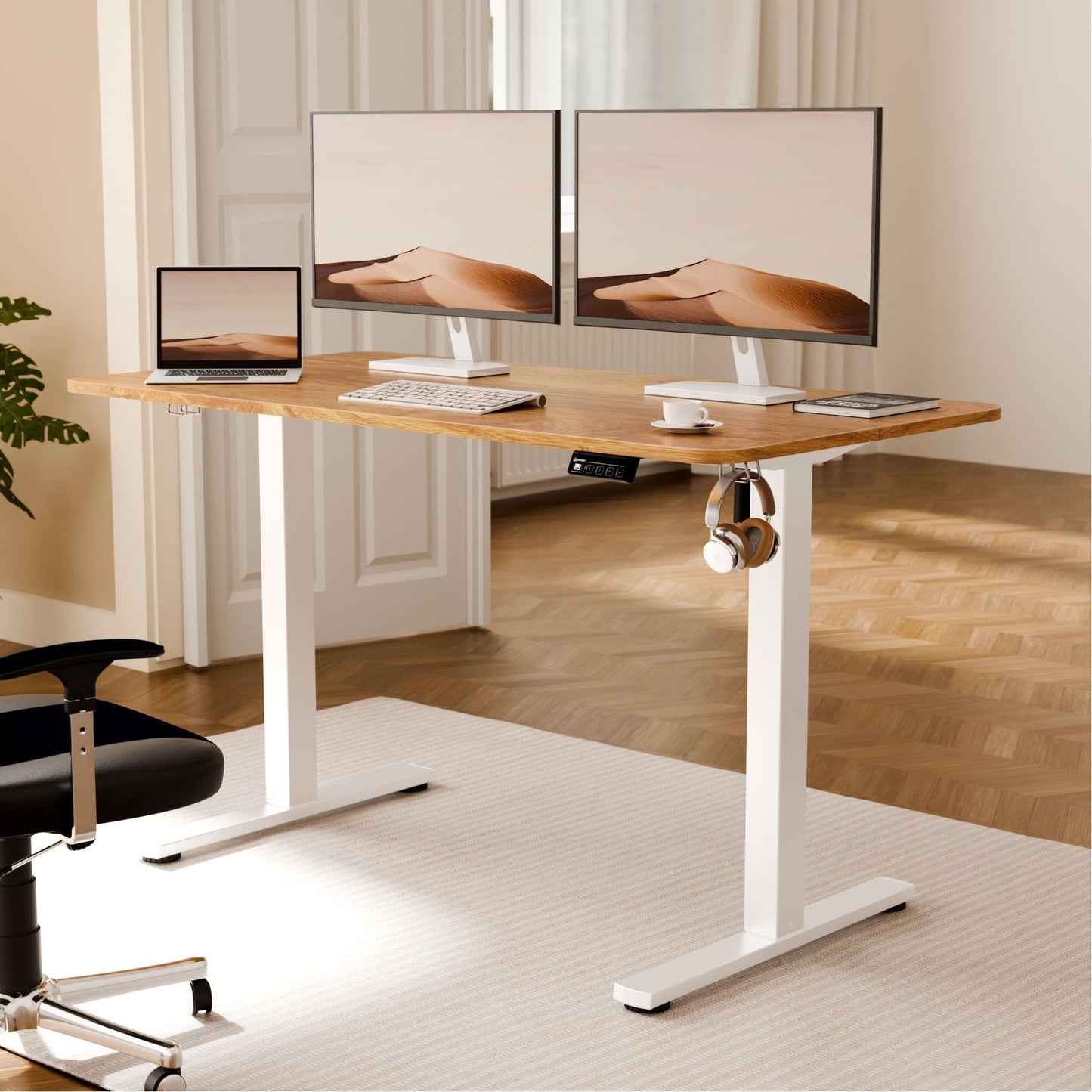 ERGOMAKER Electric Standing Desk Frame, Heavy Duty Steel, White