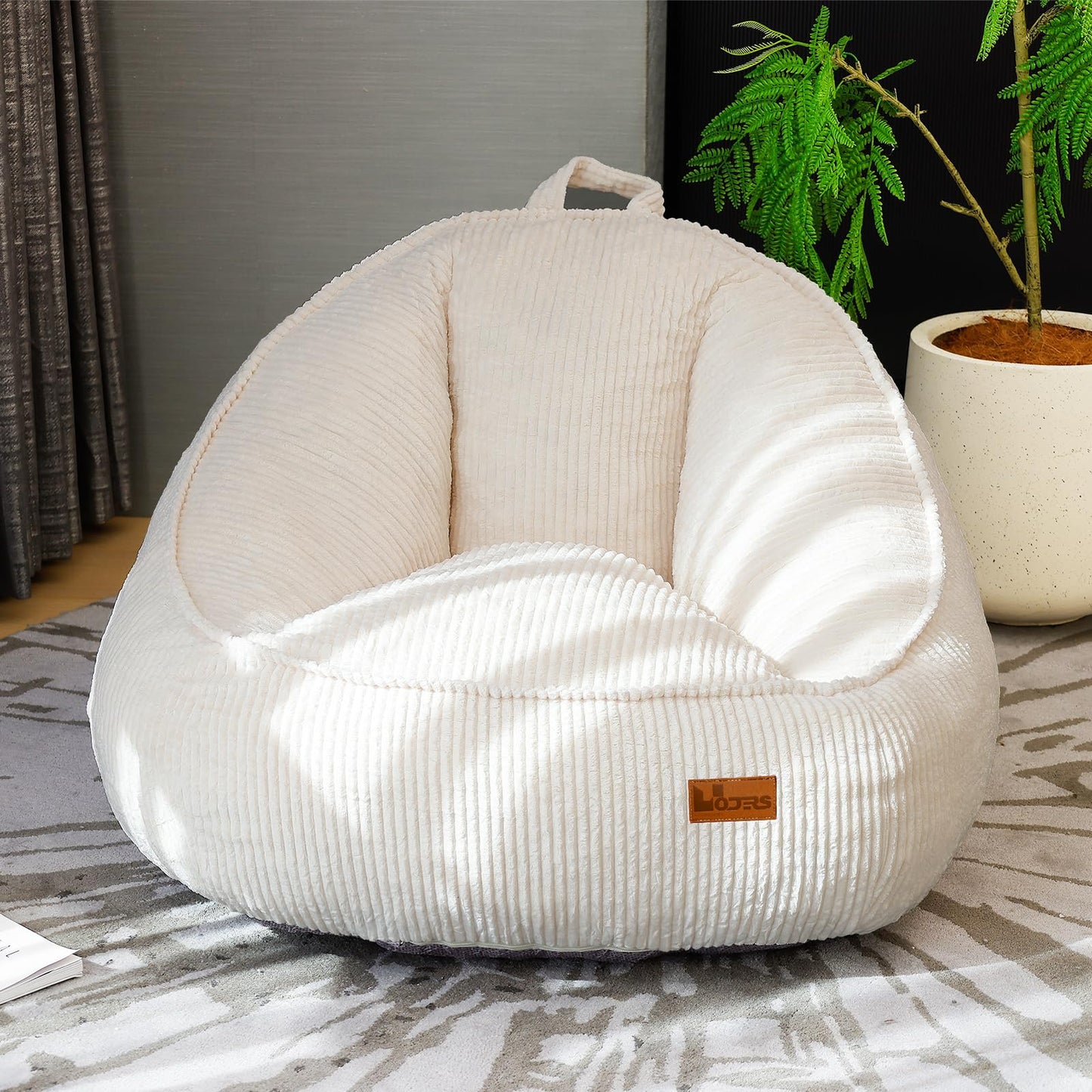 UODERS Bean Bag Chair for Teens & Kids, Corduroy Sofa Chair with Handle for Reading, Gaming, Cute Boneless Beanbag Sofa with Foam Filling