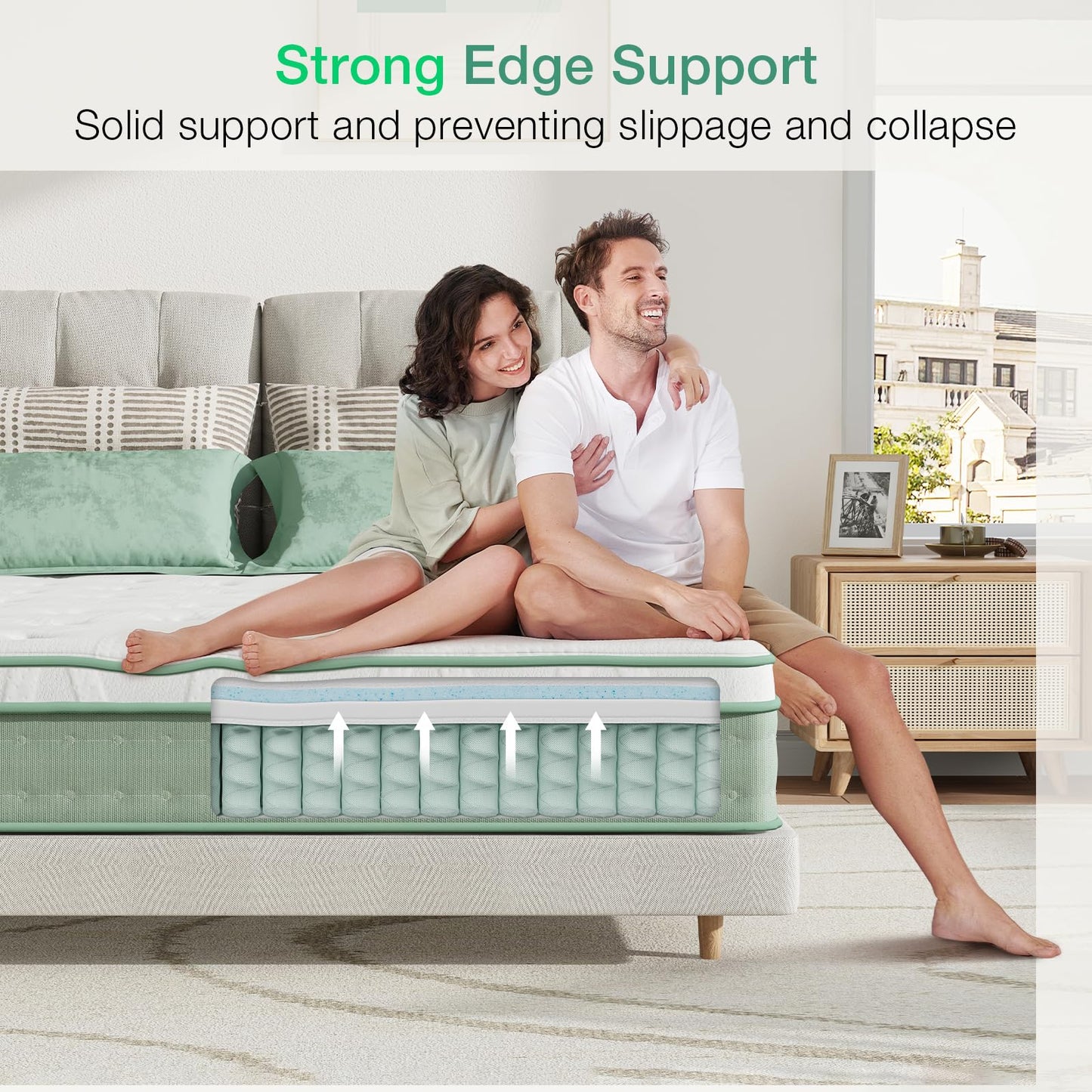 Novilla Super King Mattress 9.8 Inch 3-Zone Gel Memory Foam Pocket Sprung Mattress