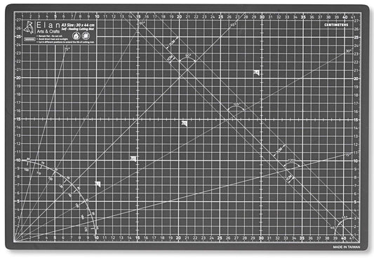 Elan A3 Cutting Mat Black and Taupe, 5-Ply Hobby Board for Crafts 44X30 CM, Self Healing Cutting Mat A3, Recycled PVC Craft Board for Sewing