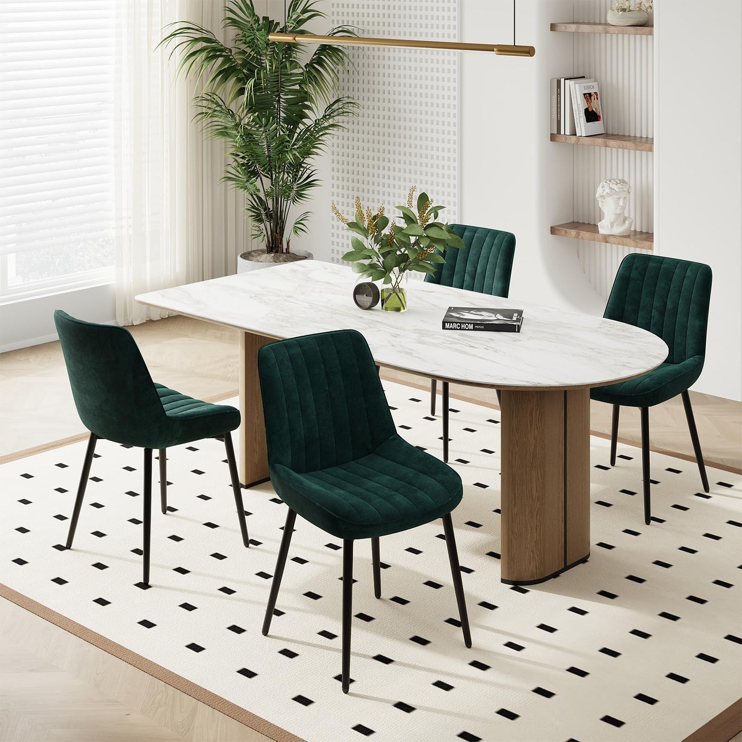 COLAMY Velvet Dining Chairs Set of 4, Velvet Chairs for Dining Room with Metal Legs and Thick Seat Cushion