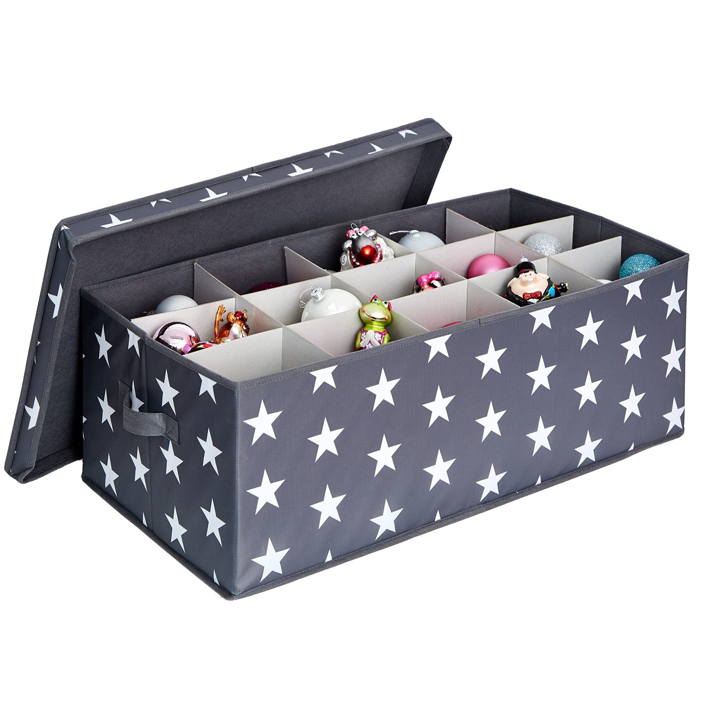 LOVE IT STORE IT Storage Box for Christmas Baubles - Box for Fabric Christmas Tree Decorations - Reinforced with Cardboard - 30 Compartments