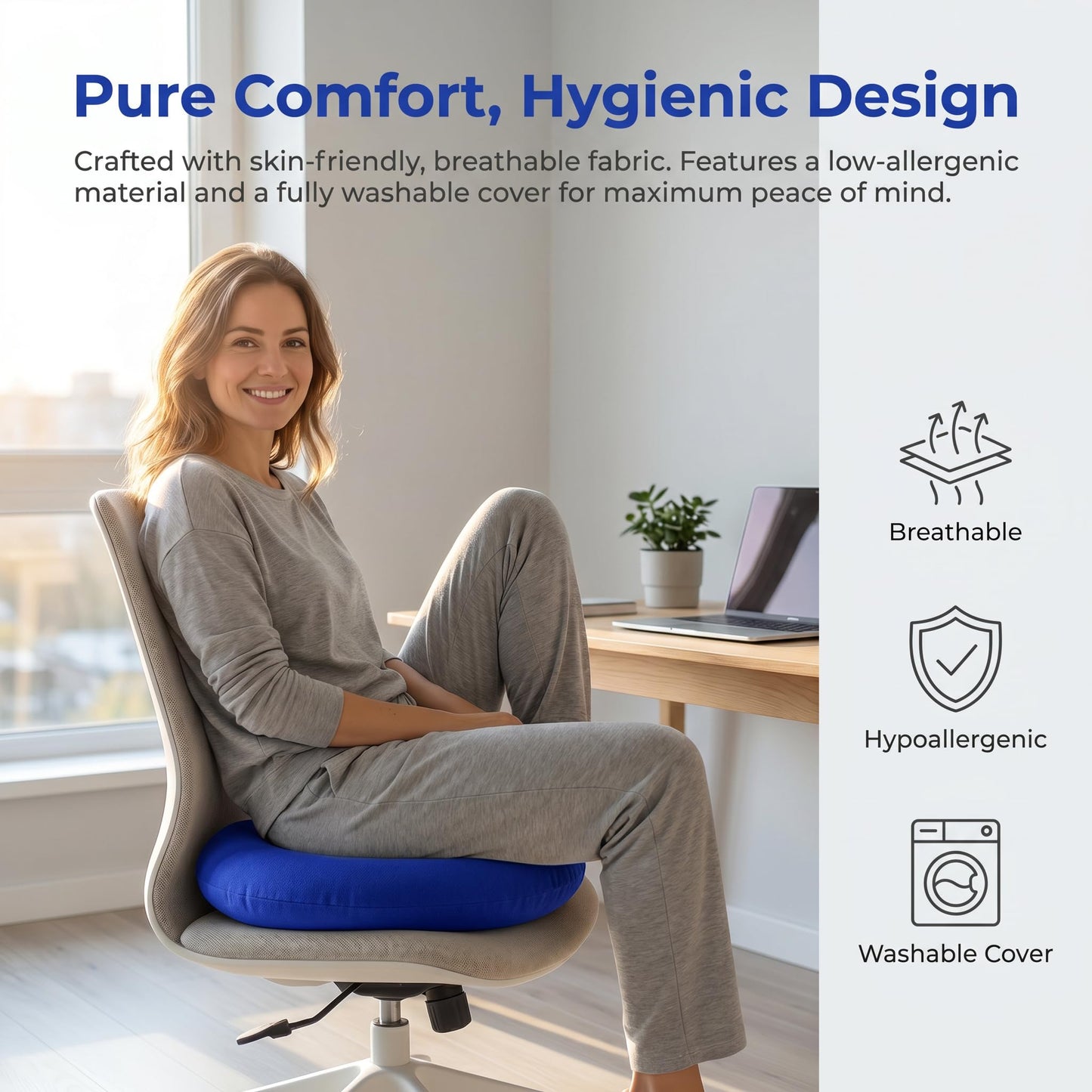 Inflatable Ring Seat Cushion, Comfortable Medical Hemorrhoid Pillow, Ergonomic Round Inflatable Seat Cushion with Inflator Donut Pillow for Car