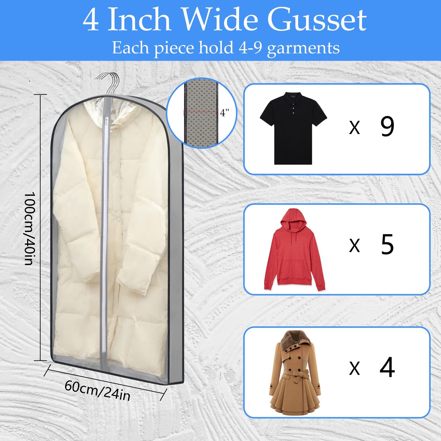 laeeyin Garment bags Suit cover bags for hanging clothes 100cm, Moth Proof Dress Bag Covers Damp-proof Suit Storage Bag Clothes