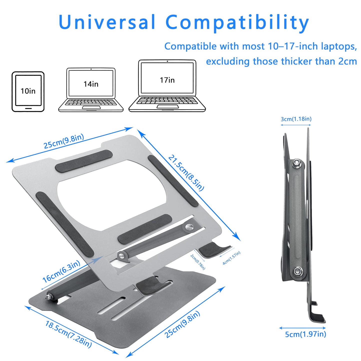 AiTodos® Adjustable Laptop Stand, Height Angle Omnidirectional Riser 10-17"