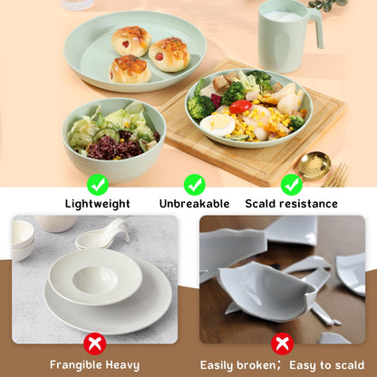 36pcs Unbreakable Dinnerware Sets for 6 People, Camping Plates and Bowls Set, Plastic Picnic Dinner Sets, Lightweight BBQ Serving Plates, Bowls, Cups,