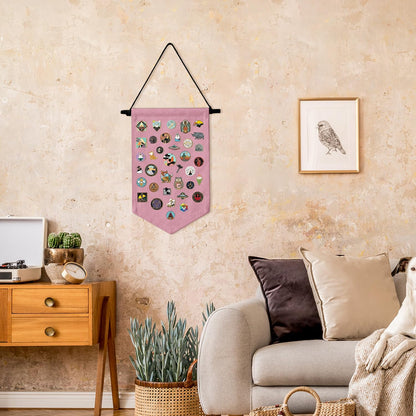 GAZIL Pin Badge Display Organizer, Canvas Brooch Holder Banner for Pin Badges, Rosette & Enamel Pin Storage Case