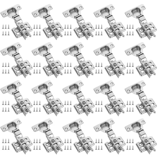APACALI 20 PCS Half Overlay Kitchen Cupboard Hinges, Kitchen Cabinet Hinges with Screws, Cabinet Hinge, Soft Close Hinge for Kitchen Cupboards,
