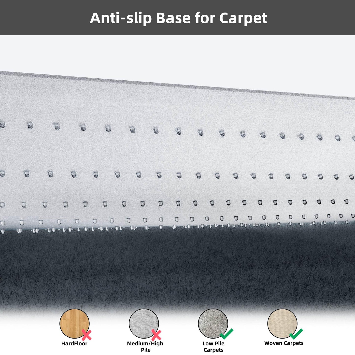 LeapYouth Office Chair Mat for Carpet Floor, 114x134cm Non-slip Carpet Protector Chair Mat for for Low, Standard Pile Carpets