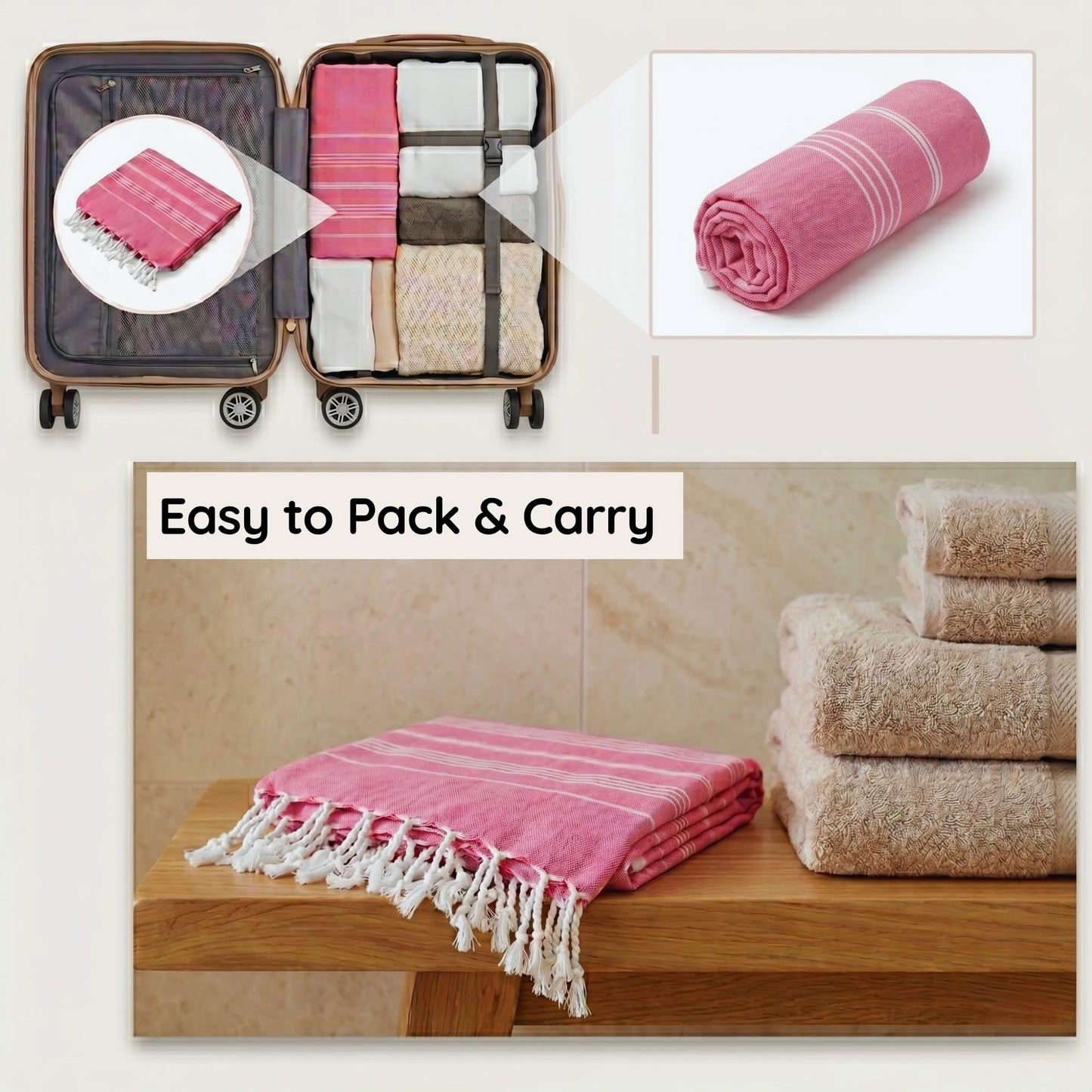 KZY LONDON Beach Towel 2 Pack Large Turkish Beach Towels for Camping, Swimming, Gym - Quick Dry, Absorbent, Lightweight